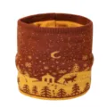 Gevoerde kinder gebreide colsjaal in bruin met schattig kerst hertje patroon print. - Karamel
