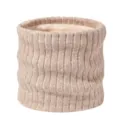 Khaki knitted neck warmer winter thermal plush lined scarf soft cozy solid color winter neck gaiter - Beige