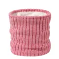 Fleece-lined winter knitted neck warmer, thick soft pink ribbed snood scarf for cold weather. - Pink