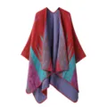 Christmas knitted open front cape shawl imitation cashmere poncho winter warm stylish outerwear - Triangle Christmas Style - Red