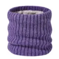 Winter fleece-lined knitted neck gaiter warm thick purple scarf for men and women - Purple