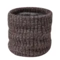 Winter knitted fleece-lined neck warmer thick thermal snood scarf for cold weather men - Coffee
