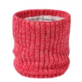 Red knitted fleece-lined neck warmer winter thick striped infinity scarf for cold weather. - Red