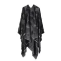 Femme Automne Hiver Retro Motif Elephant Chale Tricote Cape Epaisse Chaud Vetement - Éléphants et tournesols - Noir et gris