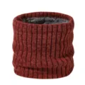 Brown Knitted Fleece Lined Neck Warmer Winter Thickened Snood Scarf for Men Outdoor - Wine Red