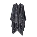 Automne Hiver Motif Elephant Tricot Cape Femme Mode Reversible Chale Elegante Cardigan - Éléphant et tournesol - Bleu marine
