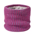 Winter knitted fleece-lined neck warmer, pink and purple striped thermal neck gaiter tube. - Rose Red