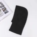 Black knitted balaclava winter warm solid color cable knit hooded scarf for men style - Dark Gray