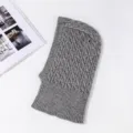 Grey knitted balaclava winter warm solid color cable knit hooded scarf for men and women. - Light Gray