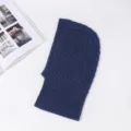 Dark blue knitted balaclava hood scarf winter warm fleece-lined headwear thermal winter gear - Dark Blue