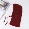 Automne hiver cagoule en tricot unie pour femme chaud cache cou coupe vent avec cordon - Bordeaux