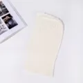 Winter warm knitted balaclava hooded scarf solid color thick cable knit cap for men women - White