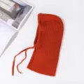 Cagoule tricotée écharpe d'hiver chaude unie avec cordon de serrage cache-cou confortable - Orange