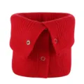 Falso cuello de punto rojo bufanda de invierno cálido con botón cuello alto elástico - Braga de cuello de punto con botones rojo vivo