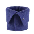 Bufanda de cuello de punto azul de invierno con botones de presión, cuello elástico cálido. - Bufanda de tubo de punto con botones azul