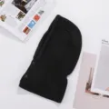 Winter knitted hooded false collar, warm black pullover bib scarf for men and women. - Button Hooded Bib / Black