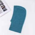Winter warm knitted balaclava hood scarf for men women thick cable knit beanie cap teal. - Lake Blue