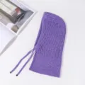 Cagoule en tricot violet écharpe à capuche d'hiver avec cordon chaud couleur unie cache-cou - Violet