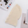 Winter warm knitted balaclava hooded scarf for women and men, cozy detachable hood neck warmer. - Button Hooded Bib / Beige