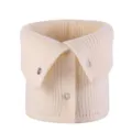 Cuello falso de punto beige de invierno cálido cuello de camisa desmontable con botones. - Braga de cuello de punto con botones beige