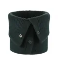 Falso cuello de punto verde oscuro cálido elástico desmontable para mujeres. - Braga de cuello de punto con botones verde militar