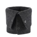 Calentador de cuello de punto gris oscuro con botones a presión, cómodo cuello de bufanda térmica. - Braga de cuello de punto con botones gris oscuro