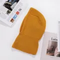 Winter knitted hooded bib yellow thermal pullover detachable scarf for women and men fashion - Button Hooded Bib / Yellow