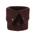 Cuello de punto marrón oscuro con botones a presión, bufanda térmica elástica y cálida. - Bufanda de tubo de punto con botones café