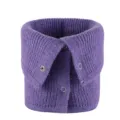 Falso cuello de punto morado calentador de cuello con botones, cuello falso de canalé de invierno. - Bufanda de tubo de punto con botones púrpura
