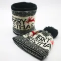 Set cappello natalizio in maglia e scaldacollo con ponpon, berretto invernale nero bianco. - Taglia unica / Nero