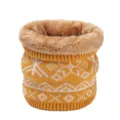Winter knitted fleece lined neck warmer yellow snowflake pattern thick warm snood scarf for women - Yellow