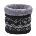 Winter knitted fleece lined neck warmer black grey snowflake thermal infinity scarf cozy - Black