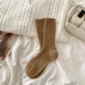 Damen Winter warme braune gerippte Socken dicke thermische Freizeitsocken Alltag. - Khaki