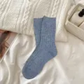 Damen Kleinblau Verdickte Frottee Mittlere Socken Herbst Winter Plüsch Slouch Socken - Dunkelgrau