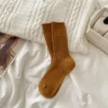 Damen Herbst Winter dicke gerippte Thermosocken bequeme warme braune Freizeitsocken Strümpfe - Kurkuma