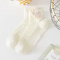 Women cute bow short socks breathable mesh white ankle socks sweet Japanese style summer new - One Size / Off White