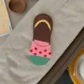 Korean style color-blocked low-cut cute invisible boat socks for women summer thin short socks - One Size / Coffee & Pink Contrast Color