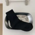 Chaussettes d'hiver en eponge epaisse noire, chaussettes longues chaudes pour hommes femmes. - Taille unique / Noir