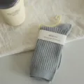Grey ribbed mid-tube socks for women, cozy Japanese style casual cotton socks for daily wear. - Silver Gray