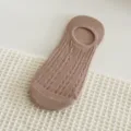 Chaussettes invisibles unies en maille pour femmes respirantes fines d'été chaussures décontractées - Café