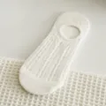 White women's invisible boat socks breathable mesh low cut cotton socks for summer wear. - White