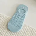 Women light blue mesh invisible boat socks, breathable summer thin cotton shallow socks. - Blue