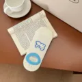 Nouvelles chaussettes invisibles été mignon chiot brodé en maille respirante femmes - Blanc