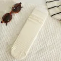 Chaussettes slouch côtelées crème pour femmes, tricot uni doux mi-hautes hiver chaudes décontractées. - Taille unique / Blanc