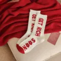 Chaussettes en laine rouge pour femmes hiver chaudes confortables tricotées motif - Alphabet