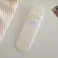 Chaussettes slouch côtelées unies pour femmes automne hiver coton longues blanches - Taille unique / Blanc cassé