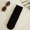 Chaussettes femme noir côtelé automne hiver chaud style vintage japonais classique mode - Taille unique / Noir