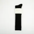 Medias altas negras para mujer calcetines largos lisos de punto acanalado estilo casual - Talla única / Negro