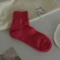 chaussettes mi-hautes côtelées rose vif pour femmes vêtements décontractés tricotés - Taille unique / Rouge