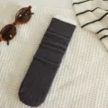 Women wool slouch socks solid color casual vintage mid tube hosiery winter warm cozy - One Size / Dark Gray